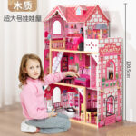 Wooden Doll House - 3 Story Fuchsia - Image 3