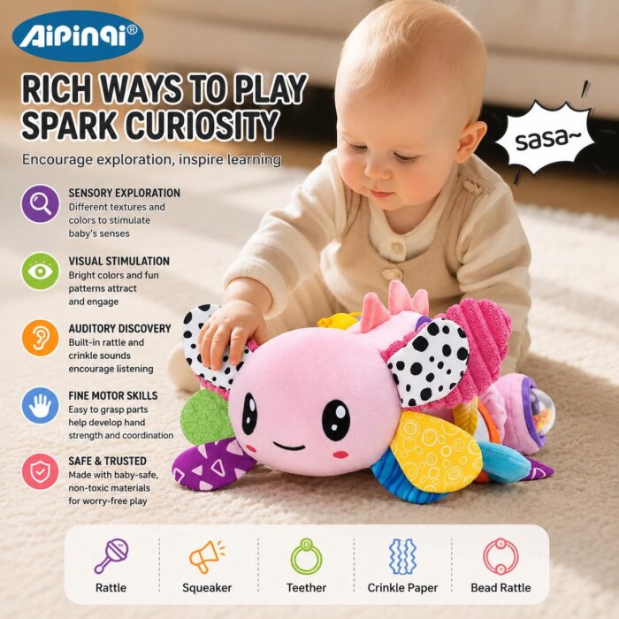Aipinqi Soft Baby Sensory Axolotl For Tummy Time - Image 4