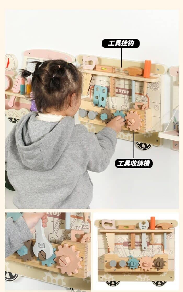 Wall Game - One Elephant Montessori 5-in-1 Wooden Train Activity Panel - Image 3
