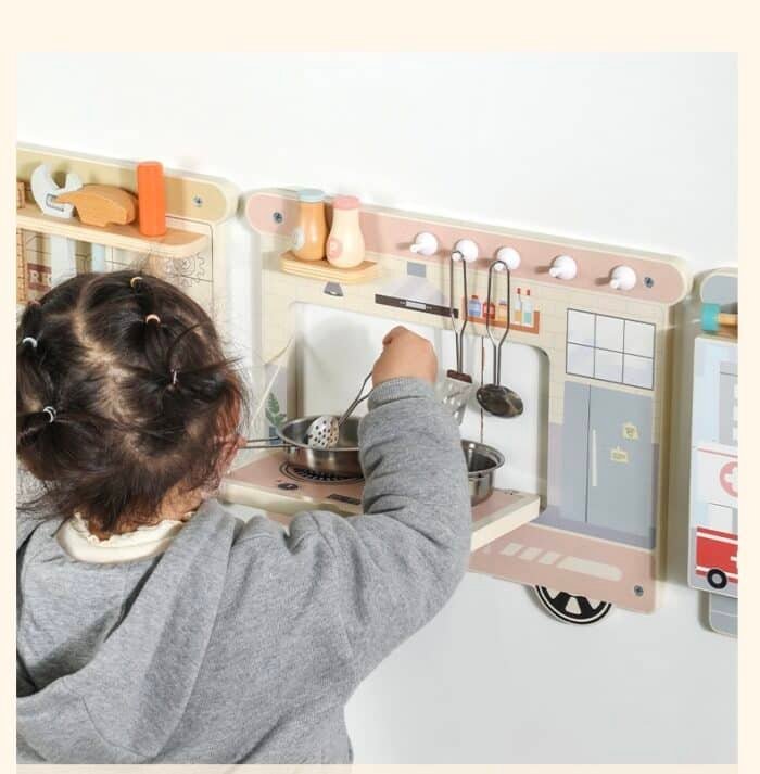 Wall Game - One Elephant Montessori 5-in-1 Wooden Train Activity Panel - Image 4