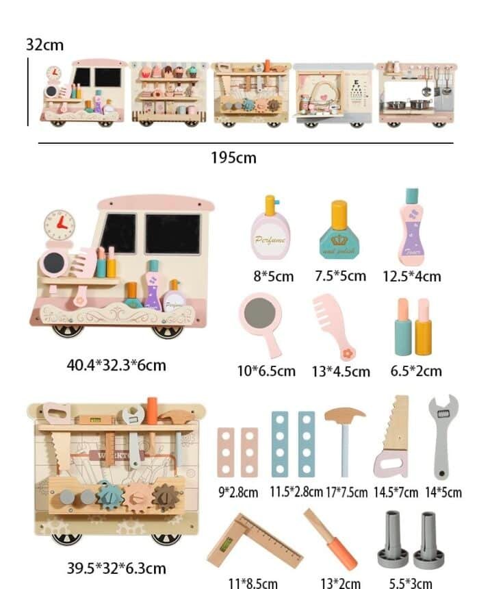 Wall Game - One Elephant Montessori 5-in-1 Wooden Train Activity Panel - Image 7