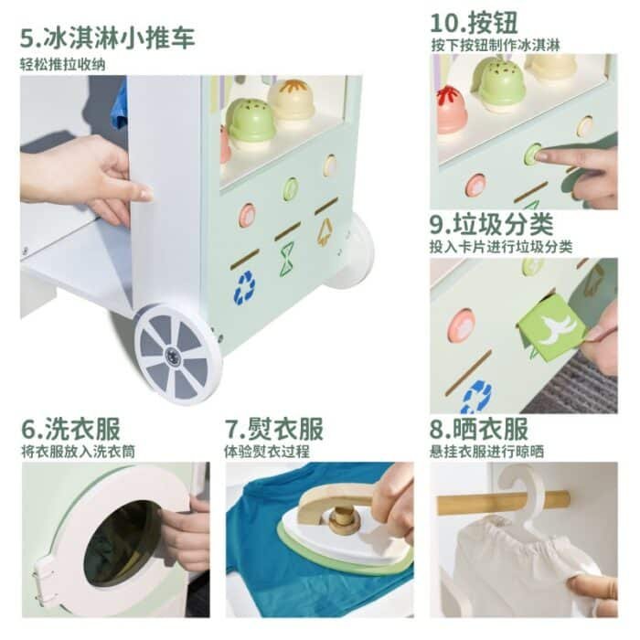Wooden Kitchen - Green Multi-functional Kitchen With Integrated Laundry & Ironing Station - Image 5