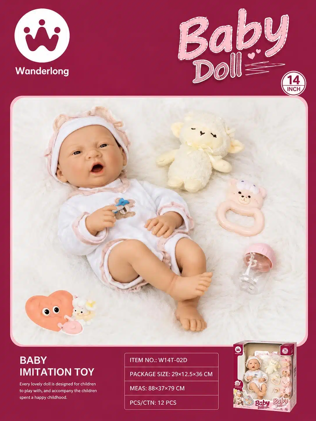 Baby Doll - 14 Inch - White Clothes - Wanderlong - Image 1
